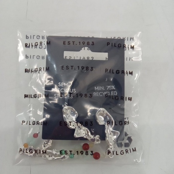 PILGRIM NIYA RECYCLED DANGLE SEMI PRECIOUS STONES EARRINGS - Picture 4 of 6